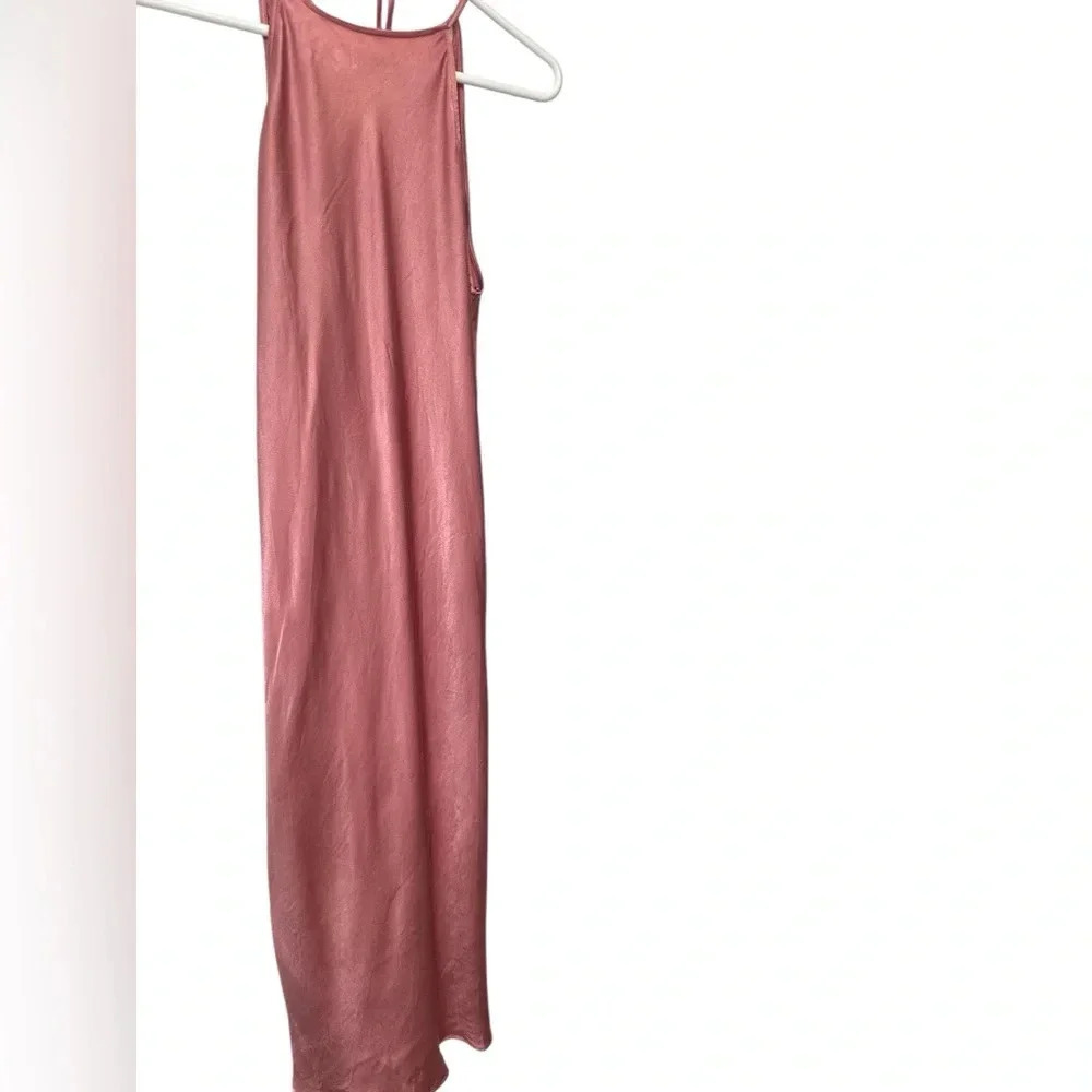 Socialite rose gold satin maxi dress ruched back